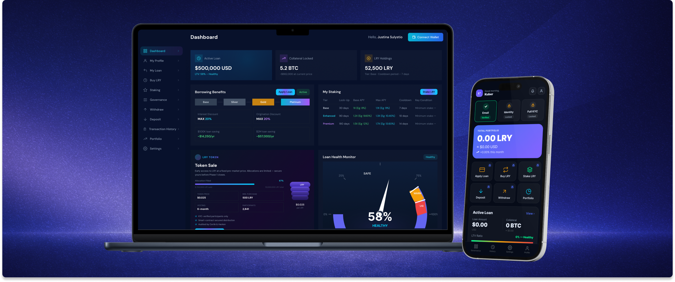 Lendary dashboard and mobile app